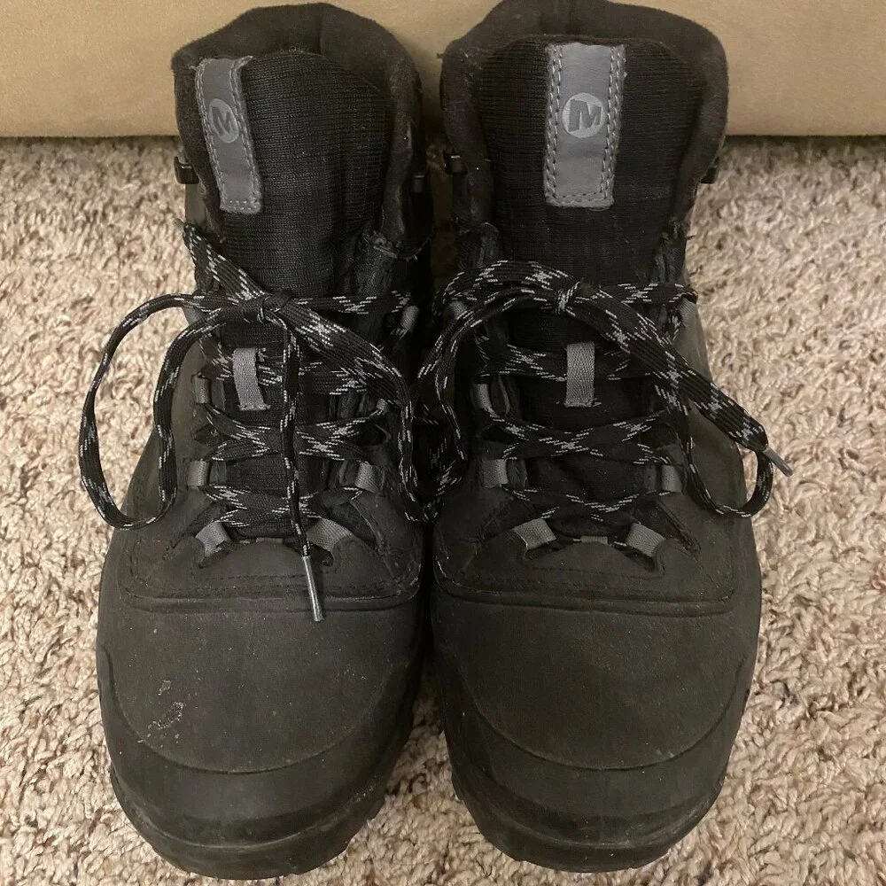 GUC Merrell Men All Black Waterproof 200 Gram Warm Winter Boots Size 11 - Picture 4 of 13